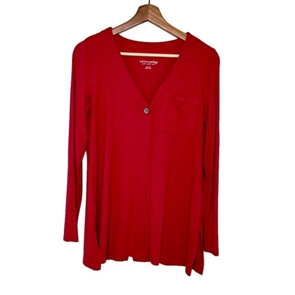 Soft Surroundings Womens Miramar Long Sleeve Tunic Top Size XS Crimson Berry - Picture 2 of 9